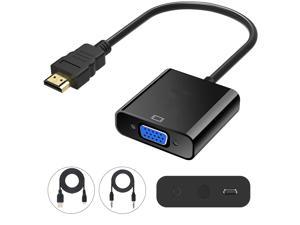 ESTONE HDMI to VGA HDMI to VGA Adapter with 35mm Audio Port  Micro USB Charging Port  For Computer Desktop Laptop PC Monitor Projector HDTV Chromebook Raspberry Pi Xbox and More  Black
