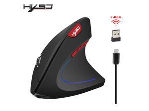 HXSJ vertical mouse 2.4G wireless mouse built-in 600 mA battery adjustable 2400dpi suitable for office games-Black HXSJ vertical mouse 2.4G wireless mouse built-in 600 mA battery adjustable 2400dpi suitable for office games-Black