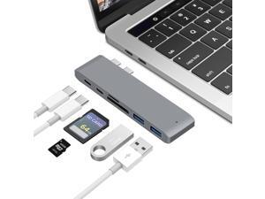 ESTONE USB C Hub, 6-in-1 USB C Docking Station with 2* USB-C Thunderbolt 3 Ports, 2* USB 3.0 Ports,2* TF/SD Card Reader,Compatible with MacBook Pro 2018/2017/2016 13/15inch -Gray ESTONE USB C Hub, 6-in-1 USB C Docking Station with 2* USB-C Thunderbolt 3 Ports, 2* USB 3.0 Ports,2* TF/SD Card Reader,Compatible with MacBook Pro 2018/2017/2016 13/15inch -Gray