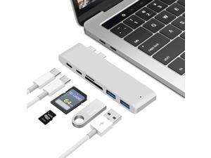 ESTONE USB C Hub, 6-in-1 USB C Docking Station with 2* USB-C Thunderbolt 3 Ports, 2* USB 3.0 Ports,2* TF/SD Card Reader,Compatible with MacBook Pro 2018/2017/2016 13/15inch -Silver ESTONE USB C Hub, 6-in-1 USB C Docking Station with 2* USB-C Thunderbolt 3 Ports, 2* USB 3.0 Ports,2* TF/SD Card Reader,Compatible with MacBook Pro 2018/2017/2016 13/15inch -Silver