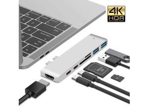 ESTONE USB C Hub, 7-in-2 USB C Docking Station with 4K HDMI, 2 USB-C Ports,2 USB 3.0 Ports,microSD/SD Card Reader Compatible with MacBook Pro 2018/2017/2016 13/15inch,MacBook Air 2018 13 inch- Silver ESTONE USB C Hub, 7-in-2 USB C Docking Station with 4K HDMI, 2 USB-C Ports,2 USB 3.0 Ports,microSD/SD Card Reader Compatible with MacBook Pro 2018/2017/2016 13/15inch,MacBook Air 2018 13 inch- Silver