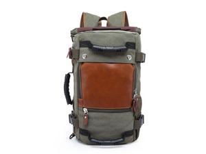 KAKA Canvas Backpack Travel Bag Hiking Bag Camping Bag Rucksack Convertible Carry-On Bag, Army Green