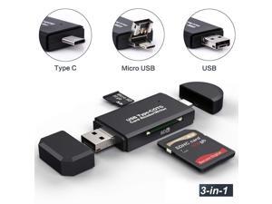 ESTONE SD Card Reader, USB 3.0/Type C/Micro-USB SD/Micro SD Card Reader OTG Adapter for TF, SD, Micro SD, SDXC, SDHC, MMC, RS-MMC, Micro SDXC, Micro SDHC, UHS-I for Mac, Windows, Linux, PC, Laptop