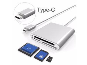ESTONE USB-C SD Card Reader, 3-Slot Superspeed CF/Micro SD/SD Card Reader USB 3.0 Aluminum Type C Thunderbolt3 Card Adapter Compatible for MacBook, iPad Pro 2018, Samsung Galaxy S10/S9 More, Silver ESTONE USB-C SD Card Reader, 3-Slot Superspeed CF/Micro SD/SD Card Reader USB 3.0 Aluminum Type C Thunderbolt3 Card Adapter Compatible for MacBook, iPad Pro 2018, Samsung Galaxy S10/S9 More, Silver