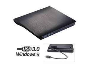 ESTONE External CD Drive, USB 3.0 Portable CD/DVD +/-RW Drive Slim DVD/CD ROM Rewriter Burner Compatible with Laptop Desktop PC Windows Linux OS Apple Mac(Black)