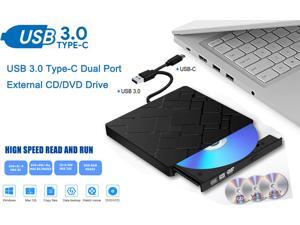 ESTONE External CD Drive, USB 3.0 Type-C Portable CD/DVD +/-RW Drive High Speed Data Transfer Slim DVD/CD ROM Rewriter Burner Compatible with Laptop Desktop PC Windows Linux Mac OS (Black) ESTONE External CD Drive, USB 3.0 Type-C Portable CD/DVD +/-RW Drive High Speed Data Transfer Slim DVD/CD ROM Rewriter Burner Compatible with Laptop Desktop PC Windows Linux Mac OS (Black)