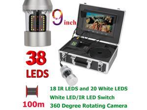 9 Inch 100m Underwater Fishing Video Camera Fish Finder IP68 Waterproof 38 LEDs 360 Degree Rotating Camera