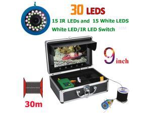 9 Inch 30M 1000TVL Fish Finder Underwater Fishing Camera 15pcs White  LEDs + 15pcs Infrared Lamp For Ice/Sea/River Fishing