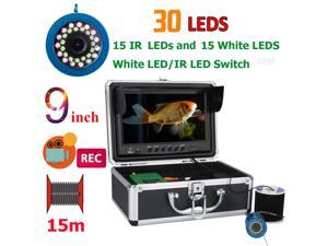 9 Inch DVR Recorder 15M 1000TVL Fish Finder Underwater Fishing Camera 15pcs White  LEDs + 15pcs Infrared Lamp For Ice/Sea/River Fishing