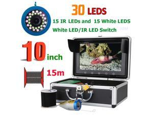 10 Inch 15M 1000TVL Fish Finder Underwater Fishing Camera 15pcs White  LEDs + 15pcs Infrared Lamp For Ice/Sea/River Fishing