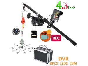 4.3 Inch Color DVR Recorder Monitor Underwater Fishing Video Camera Kit 8 Pcs IR LED Lights with Explosion fishing hooks