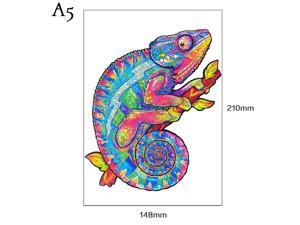 Chameleon Shaped Wooden Puzzle Animals Puzzle Toy Cartoon Animal Wooden Jigsaw Puzzle For Adults Kids Toys