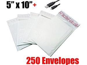 iMBAPrice 250 #00 5x10 POLY BUBBLE MAILERS PADDED ENVELOPES 5" x 10" + (Free USB Cable) - Total 250 Shipping Envelopes