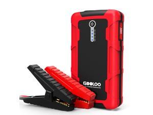GOOLOO 600A Peak 15000mAh Car Jump Starter (Up to 6.0L Gas or 4.5L Diesel Engine) Portable Power Pack Auto Battery Booster Phone Charger with Dual Quick Charge Output, Built in LED Light, Black/Red
