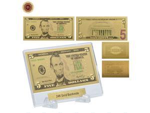 5pcs Business Souvenir Gifts 10 Dollar Color 24k Gold Banknote USD 10 Money