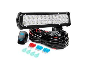 Nilight LED Light Bar 1PC 12Inch 72W Spot Flood Combo Led Off Road Lights 12V 5Pin Rocker Switch LED Light Bar Wiring Harness Kit , 2 Years Warranty