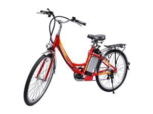 iDeaPlay Electric Bike 24, 250W E-Bike for Women with 3 Riding Modes, Electric Bicycle with Removable 36V 8.0Ah Lithium Battery, 20mph Adult Electric Bicycles with 6 Speed, Red