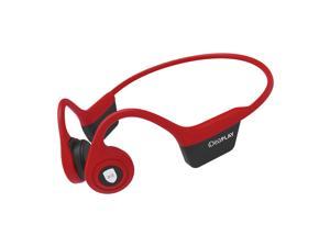 IDEAPLAY Bone Conduction Headphones - 5.0 Bluetooth Open Ear Headphones, IP55 Waterproof Headphones, Wireless Bluetooth Earbuds with Microphone, Bone Conduction Earbuds for Running and Cycling-Red