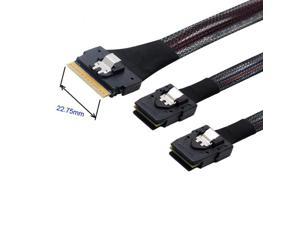 Cablecc PCI-E Ultraport Slimline SAS Slim 4.0 SFF-8654 8i 74pin to Dual SFF-8087 Mini SAS Cable PCI-Express
