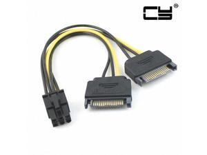 CHENYANG  Dual two SATA 15 Pin Male M to PCI-e Express Card 6 Pin Female Graphics Video Card Power Cable 15cm