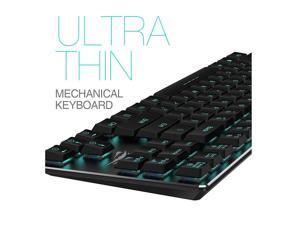 Mechanical Keyboard HAVIT Backlit Wired Gaming Keyboard Extra-Thin & Light, Kailh Latest Low Profile Blue Switches, 87 Keys N-key Rollover HV-KB390L (Black)