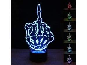 3D Middle Finger Night light Lamp 7 Color Change Table LED Lamp Home Decor Gift