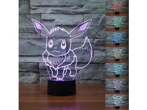 Pokemon Go Eevee 3D Night Light 7 Color Change LED Desk Lamp Room Decor Kid gift
