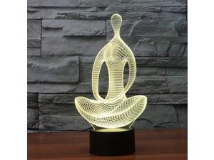 3D Sitting Meditation Night Light 7 Colors Change LED Desk Table Lamp Decor Gift