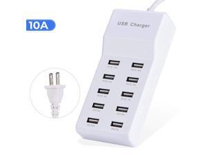 USB Wall Charger w/ Rapid Charging Auto Detect, 10-Port