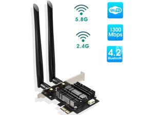 EDUP PCIe Bluetooth WiFi Card Ac1300Mbps Wireless Wi-Fi Network Card Adapter 2.4G/5.8G Dual Band Antenna PCI Express Internet Networking Cards Support Windows 10/ Win 8.1/ Win 7 for Desktop PC Laptop EDUP PCIe Bluetooth WiFi Card Ac1300Mbps Wireless Wi-Fi Network Card Adapter 2.4G/5.8G Dual Band Antenna PCI Express Internet Networking Cards Support Windows 10/ Win 8.1/ Win 7 for Desktop PC Laptop
