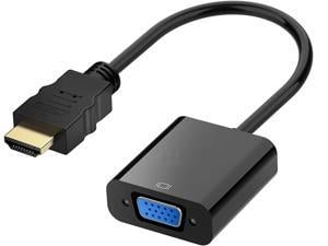 HDMI to VGA, Gold-Plated HDMI to VGA Adapter (Male to Female) for Computer, Desktop, Laptop, PC, Monitor, Projector, HDTV, Chromebook, Raspberry Pi, Roku, Xbox and More - Black