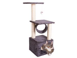 36" Solid Cute Sisal Rope Plush Cat Climb Tree Cat Tower Gray 36" Solid Cute Sisal Rope Plush Cat Climb Tree Cat Tower Gray
