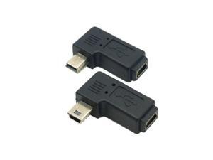 2pcs Left & Right Angled Mini USB 5 Pin Male to Female Extension Adapter 2pcs Left & Right Angled Mini USB 5 Pin Male to Female Extension Adapter