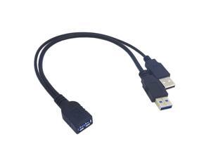 USB 3.0 Female to Dual USB Male Extra Power Data Y Extension Cable USB 3.0 Female to Dual USB Male Extra Power Data Y Extension Cable