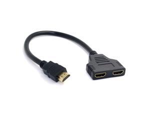 One HDMI Male to Dual HDMI Female Y Splitter Switch Extension Adapter Cable One HDMI Male to Dual HDMI Female Y Splitter Switch Extension Adapter Cable