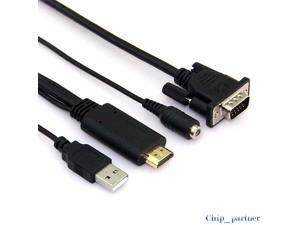 HDMI to VGA Cable 1.8M Length with USB Power Supply & Audio Interface/Port HDMI to VGA Cable 1.8M Length with USB Power Supply & Audio Interface/Port
