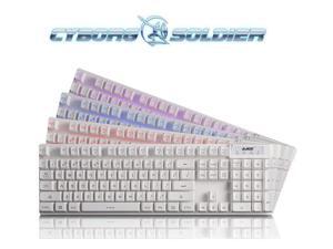 White Three Color LED Ajazz Cyborg Soldier Backlit Ergonomic PC Gaming Keyboard White Three Color LED Ajazz Cyborg Soldier Backlit Ergonomic PC Gaming Keyboard