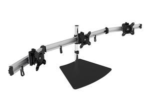 SIIG Premium Aluminum Triple Monitor Stand - Adjustable Height 3 Monitors 13" to 27" 17.6 lbs Each VESA 75 and 100 Compatible Full Motion (CE-MT2111-S1)