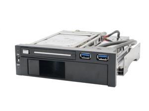 Syba SY-MRA55006 5.25" Bay Tray Less Mobile Rack for 3.5" and 2.5" Sata III HDD with Extra 2 Port USB 3.0, Black/White