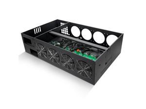 GPNE Mining Rig Frame Case with Motherboard, CPU, 4G RAM, 4x 120mm Fans, Support 8pcs Adjustable Speed Fans & GPU Crypto Miner Machine System for Currency ETH/ETC/ZEC (PSU & GPU is not Included)
