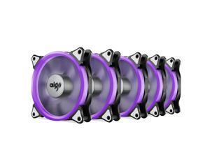 Aigo LED 120mm 4pin+3pin Quiet Edition Silent Cooler LED Ring Fan for PC Cases, CPU Coolers, 5 Pack, Purple