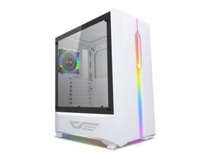 darkFlash T20 Tempered Glass Window ATX Mid-Tower Desktop Computer Gaming Case w/ USB 3.0 Ports (White)