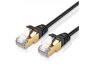 1.5FT White - 10Gbps 600Mhz High Performance & Tangle Free with Premium RJ45 Snagless Connector Jack Computer LAN Internet Networking Patch Wire Cord Plug TNP Cat7 Flat Ethernet Network Cable