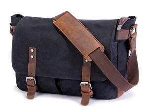 HWX Messenger Bag for Men,Retro Travel Waterproof Canvas Leather Trim DSLR SLR Shockproof Camera Shoulder Messenger Bag/,B,201217cm