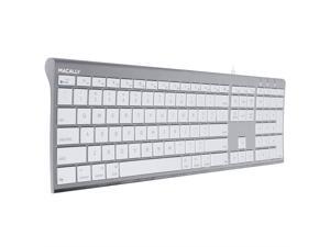 Macally Ultra-Slim USB Wired Computer Keyboard for Apple MacBook Pro/Air, iMac, Mac Mini, Mac Pro, Windows PC Laptops/Desktops and Notebooks | Plug and Play - No Drivers | Silver Finish (ACEKEYSG) Macally Ultra-Slim USB Wired Computer Keyboard for Apple MacBook Pro/Air, iMac, Mac Mini, Mac Pro, Windows PC Laptops/Desktops and Notebooks | Plug and Play - No Drivers | Silver Finish (ACEKEYSG)