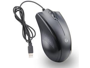 VCOM 3-Button USB Wired Mouse, Ergonomic Design Computer Mice with 1200 DPI for PC Laptop Computer, Black