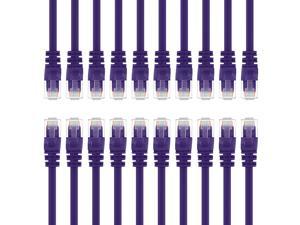 GearIT 20-Pack Cat6 Patch Cable 7ft Feet Cat 6 Ethernet Cable Snagless Flexible Soft Tab Premium Series Purple 