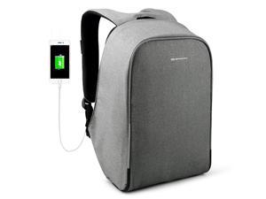 kopack waterproof anti theft laptop backpack usb charging port business scan smart with rain cover 15.6 inch gray black kp626