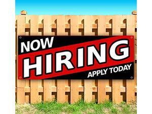New Many Sizes Available Advertising Now Hiring Apply Today 13 oz Heavy Duty Vinyl Banner Sign with Metal Grommets Store Flag,