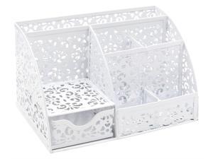 EasyPAG Office Metal Desk Organizer 6 Compartments + Drawer Mixed Pattern Design White EasyPAG Office Metal Desk Organizer 6 Compartments + Drawer Mixed Pattern Design White